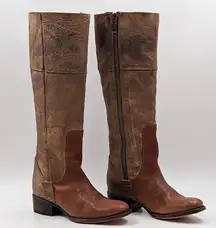 Freebird Women Wrang Distress Croc Tan Leather Cowgirl Western Boots size 6