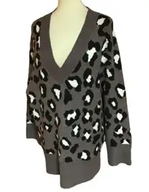 A New Day Oversized leopard v neck sweater