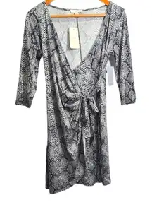 Como Vintage Snakeskin 3/4 Sleeve Wrap Dress Size Small New