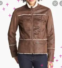 PrAna Esme Faux Leather Sherpa Lined Jacket. Size Large