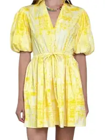 Olivia James The Label Daphne Mini Dress in Scatter Golden Floral Print Size S