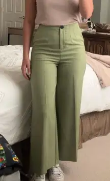 Wide Leg High Waisted Green Pants