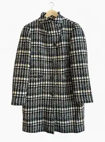 Anthropologie Women Noemie‎ Check Houndstooth Coat Size 10 Longline Button Up