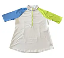 JoFit Womens Golf Jacquard Raglan Pull Over Size Large White Green‎ Blue