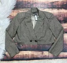 PrettyLittleThing Brown Boxy Cropped Blazer Jacket 10