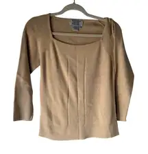 Indigenous Vintage 90s Square Neck Knit Sweater Top Beige Organic Cotton L