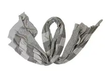 Pure DKNY Cotton Alpaca Blend Striped Gray Scarf