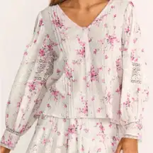 🤍✨LoveShackFancy Merida Pink Floral Lace Button Down Blouse