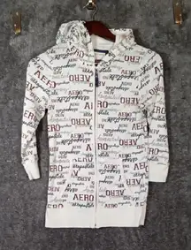 Aeropostale Womens Full Zip Hoodie Fitted All Over Print 2010 Size Large