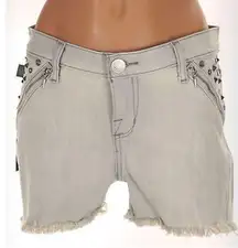 ✨Light Gray Denim Shorts Jet Tone Studs✨