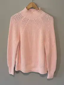 J. CREW Women’s Woven‎ Knit Pale Pink Long Sleeve Turtleneck Sweater Size XS