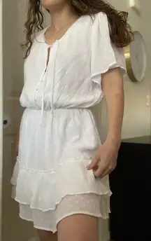 Abercrombie‎ & Fitch Swiss Dot Cinched Waist Tiered Mini Dress Sz Large White