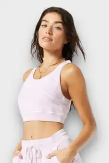 L*Space Active Women’s S Out Of‎ Bounds Crop Top Peony Pink 100% Cotton Lounge
