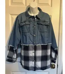 E.S.T. Denim 1946 Shacket For Women With Plaid Detail 18/20W