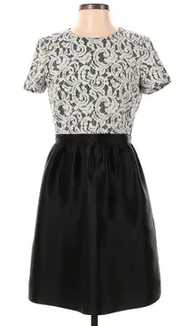 NEW Shoshanna‎ Short Sleeve White Lace Black Skirt Colorblock A Line Dress 8