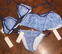 BCBG generation 3 piece bikini blue S NWT