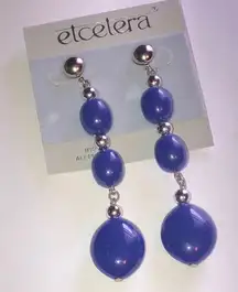 Etcetera Vintage Blue Beaded Retro Boho Dangle Earrings