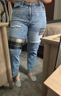 Hollister Blue Patchwork Boyfriend Jeans