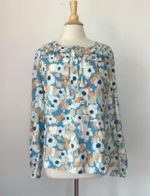 Pastel Floral Long Sleeve Peasant Top