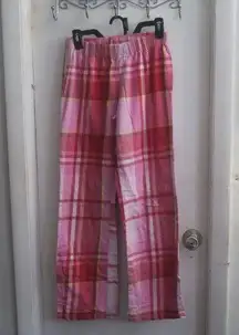 PINK Victoria's Secret distressed ripped plaid pj pajamas pants in pink and red size XS.