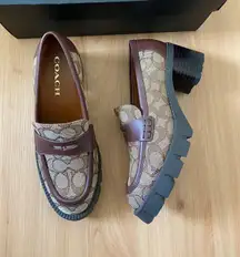 Coach Walnut/Khaki Sig C Colleen Loafer In Signature Jacquard CC949