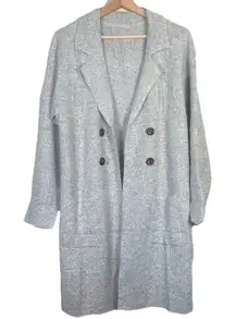 Cici Bird Womens Heather Gray Double Breasted Long Knit Cardigan Sz M Cozy‎