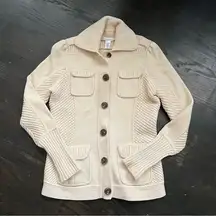 SOLD: Diane von Furstenberg Sweater Women's Medium Ivory 100% Wool Ribbed Cardigan