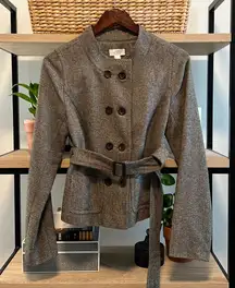 LOFT Tweed Button Placket Tie Waist Blazer, 6