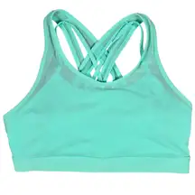 Fabletics Aqua Mint Green Strappy Back High Impact Sports Bra Tank Top Women's L