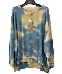 Found Los Angeles sweatshirt Moon Shadow tie dye blue yellow shirt new Medium