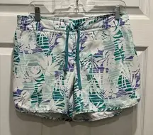 Columbia PFG Women’s Large Pull On‎ Shorts Elastic Waist Tie Front Purple Teal