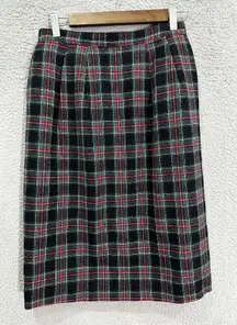 Pendleton Petite Wool Skirt 10P Black Stewart Tartan Plaid Preppy Academia Vtg