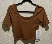 Lululemon NWT Ribbed Held Tight Cropped Tee in Copper Brown Color Size 4