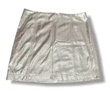 NWT Free People Vegan Suede Metallic Silver Shimmer Mini Skirt Women's Size 12