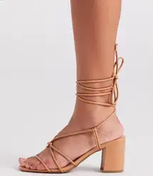 Brown Strappy Block Heels