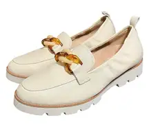Vionic Charm Cynthia Lug Sole Slip Cream Loafers Leather Shoes Womens Size 7.5