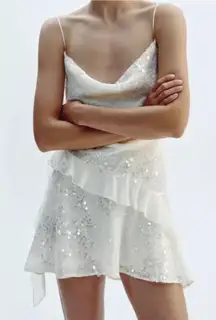 ZARA White Sequin Dress