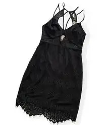 Lush | Evangeline Black Lace Mini Dress Medium