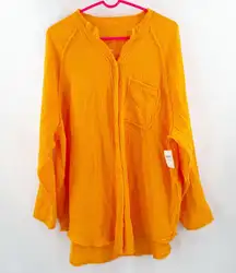 Aerie Shirt SZ Medium Pool to Party Gauzy Coverup Simply Orange NWT Button Down