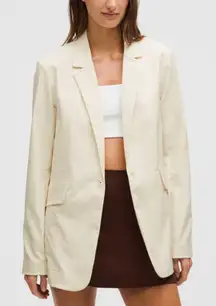 Lululemon Relaxed-Fit Twill Blazer - Light Ivory - Women's Size XL - LW3HLDS