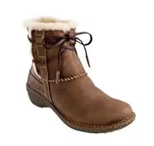 UGG  Australia Cove Suede Boots Brown 7 Sherpa Trim Leather Ties Booties Shoes