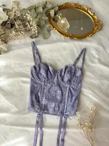 Victoria’s Secret Lace Up Ribbon Corset Bustier Lavender