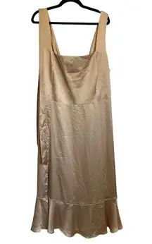 Show Me Your Mumu NEW  Claire Midi Dress in Champagne Luxe Satin