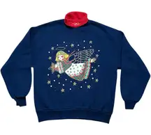 Gopher Sport Vintage Christmas Angel Sweatshirt Turtleneck Holiday USA L Large