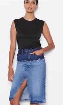 Frame Reconstructed Denim Ombré Midi skirt- NWT‎