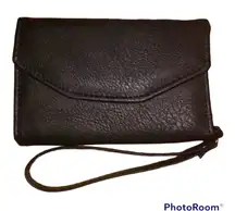 Black Envelope Wallet w/Wristlet NEW