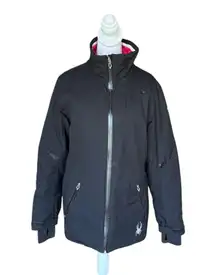 Spyder Duck Down Winter Jacket Black Shell Pink Interior Womens Size 10 Medium