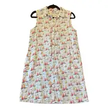 Cynthia Rowley  white line. boat print shirt dress small