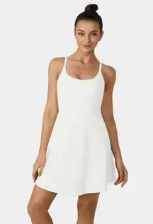 Halara Patitoff Flow Pet Hair Resistant 2-in-1 Flare Dress-Wannabe White M