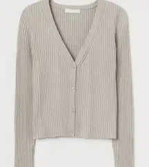 NWT h&m rib-knit cardigan light beige button up top long sleeve xs